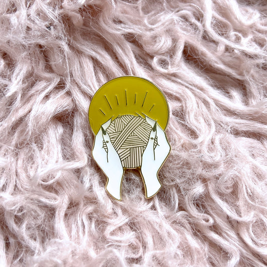 Yarnbearer Enamel Pin - Gold + Pink