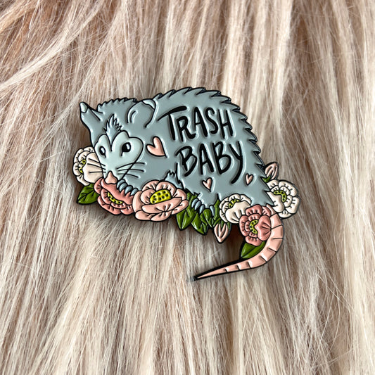 Trash Baby Opossum Enamel Pin - Updated Version