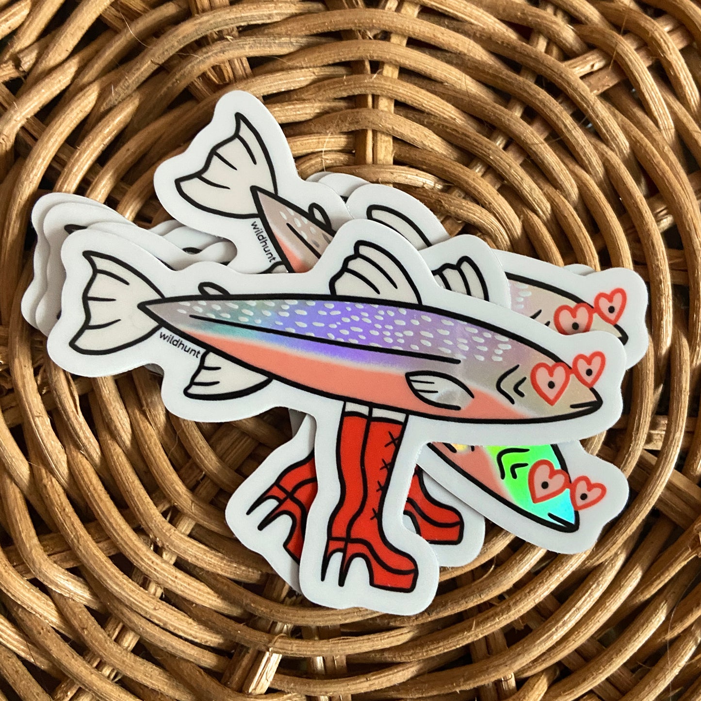 High Heel Boot Fish Holographic Vinyl Sticker