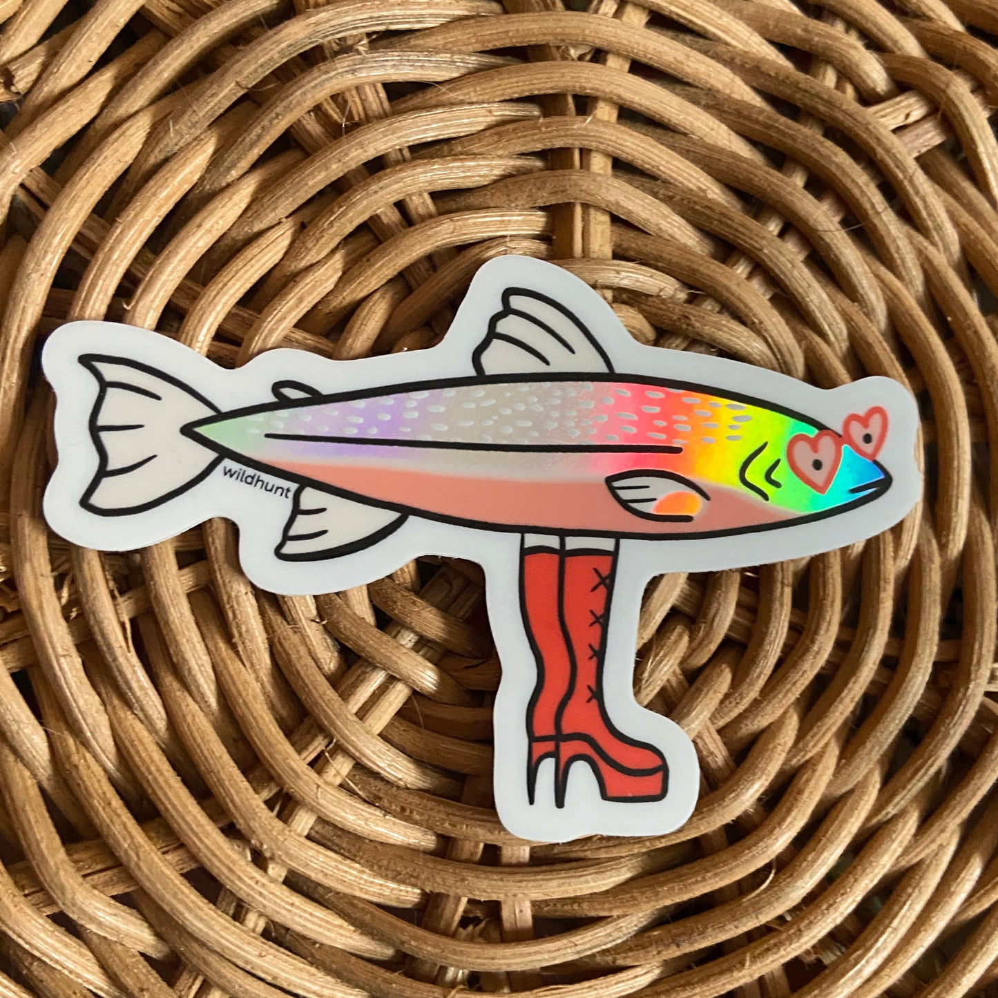 High Heel Boot Fish Holographic Vinyl Sticker