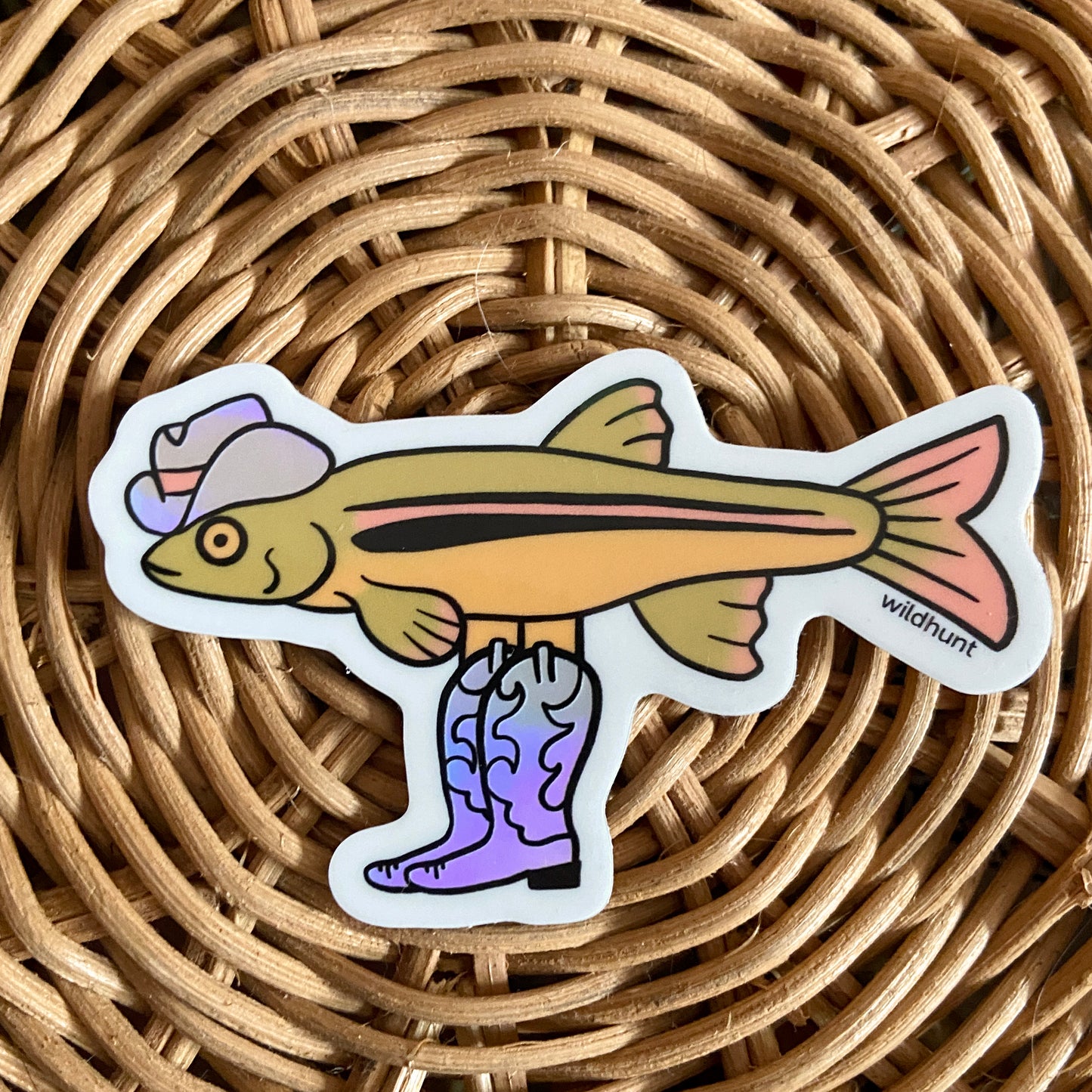 Cowboy Boot Fish Holographic Vinyl Sticker